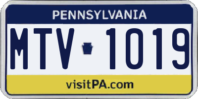 PA license plate MTV1019