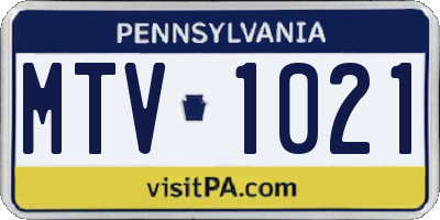 PA license plate MTV1021