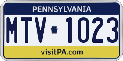 PA license plate MTV1023