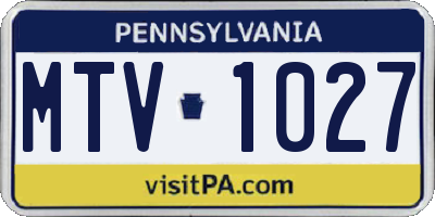PA license plate MTV1027