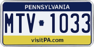 PA license plate MTV1033