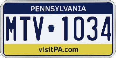 PA license plate MTV1034