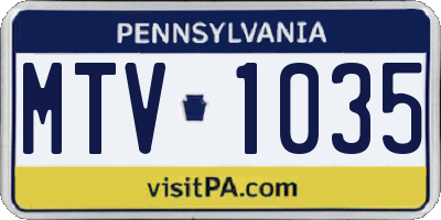 PA license plate MTV1035