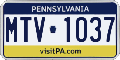 PA license plate MTV1037