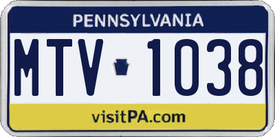 PA license plate MTV1038