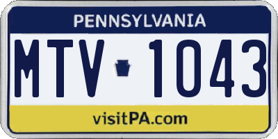 PA license plate MTV1043