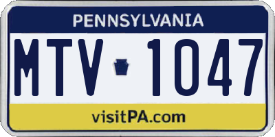 PA license plate MTV1047