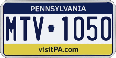 PA license plate MTV1050