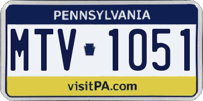 PA license plate MTV1051