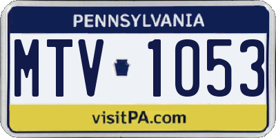 PA license plate MTV1053