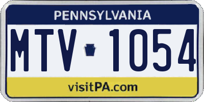 PA license plate MTV1054