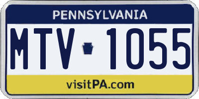 PA license plate MTV1055