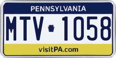 PA license plate MTV1058