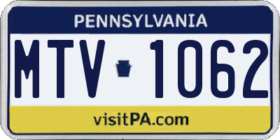 PA license plate MTV1062
