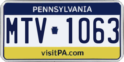 PA license plate MTV1063