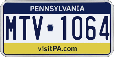 PA license plate MTV1064