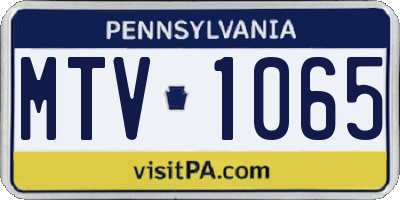 PA license plate MTV1065