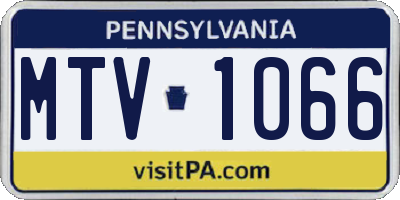 PA license plate MTV1066