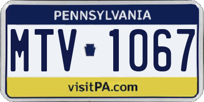 PA license plate MTV1067