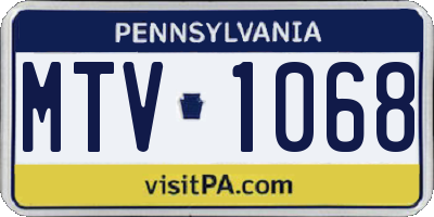 PA license plate MTV1068