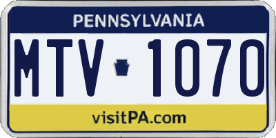 PA license plate MTV1070