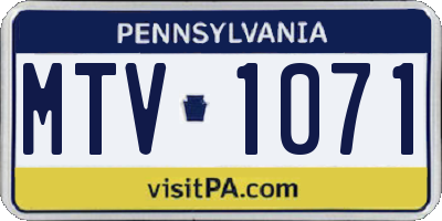 PA license plate MTV1071