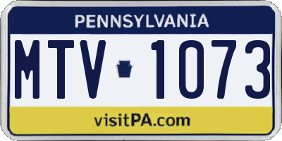 PA license plate MTV1073