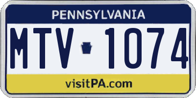 PA license plate MTV1074