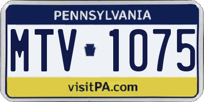 PA license plate MTV1075