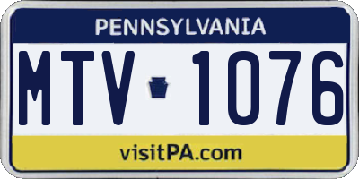 PA license plate MTV1076