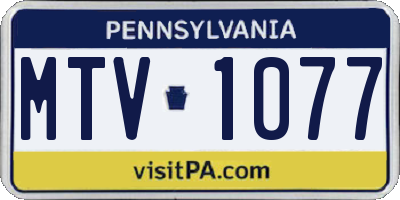 PA license plate MTV1077