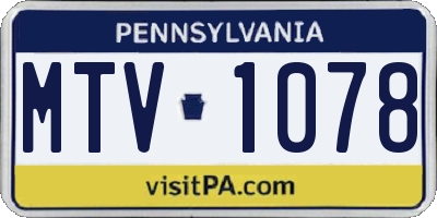 PA license plate MTV1078