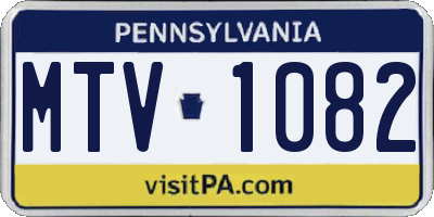 PA license plate MTV1082