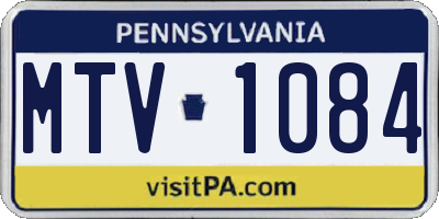 PA license plate MTV1084