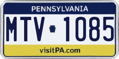 PA license plate MTV1085