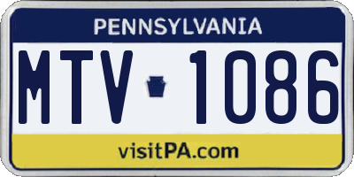 PA license plate MTV1086