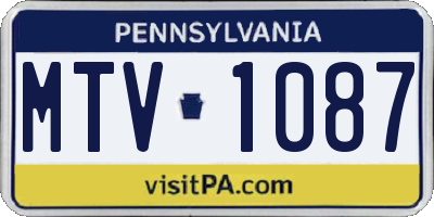 PA license plate MTV1087