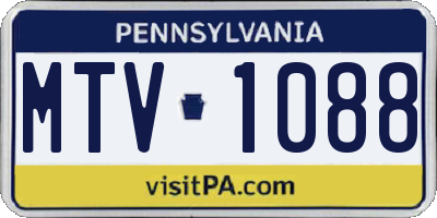 PA license plate MTV1088
