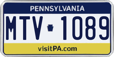 PA license plate MTV1089