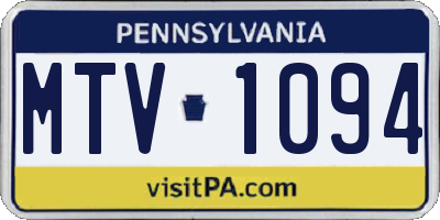 PA license plate MTV1094