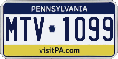 PA license plate MTV1099