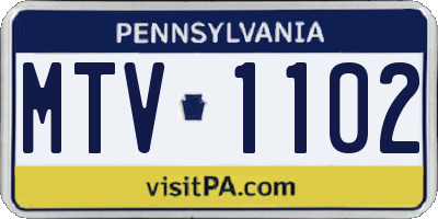 PA license plate MTV1102
