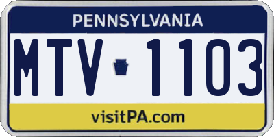 PA license plate MTV1103