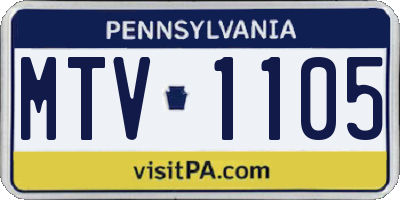 PA license plate MTV1105