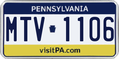 PA license plate MTV1106
