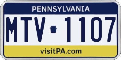 PA license plate MTV1107