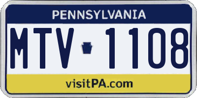 PA license plate MTV1108