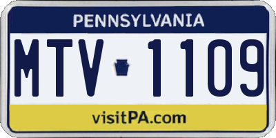 PA license plate MTV1109