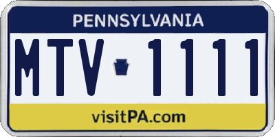 PA license plate MTV1111