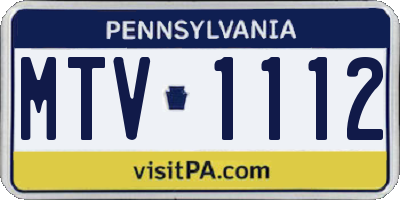 PA license plate MTV1112